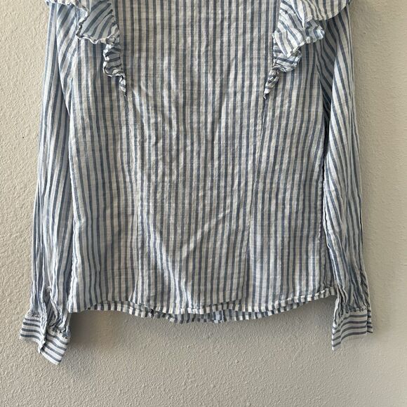 Rebecca Minkoff Blouse Women's XS Ciera Ruffle Top Striped Button Up Victorian - Picture 11 of 15